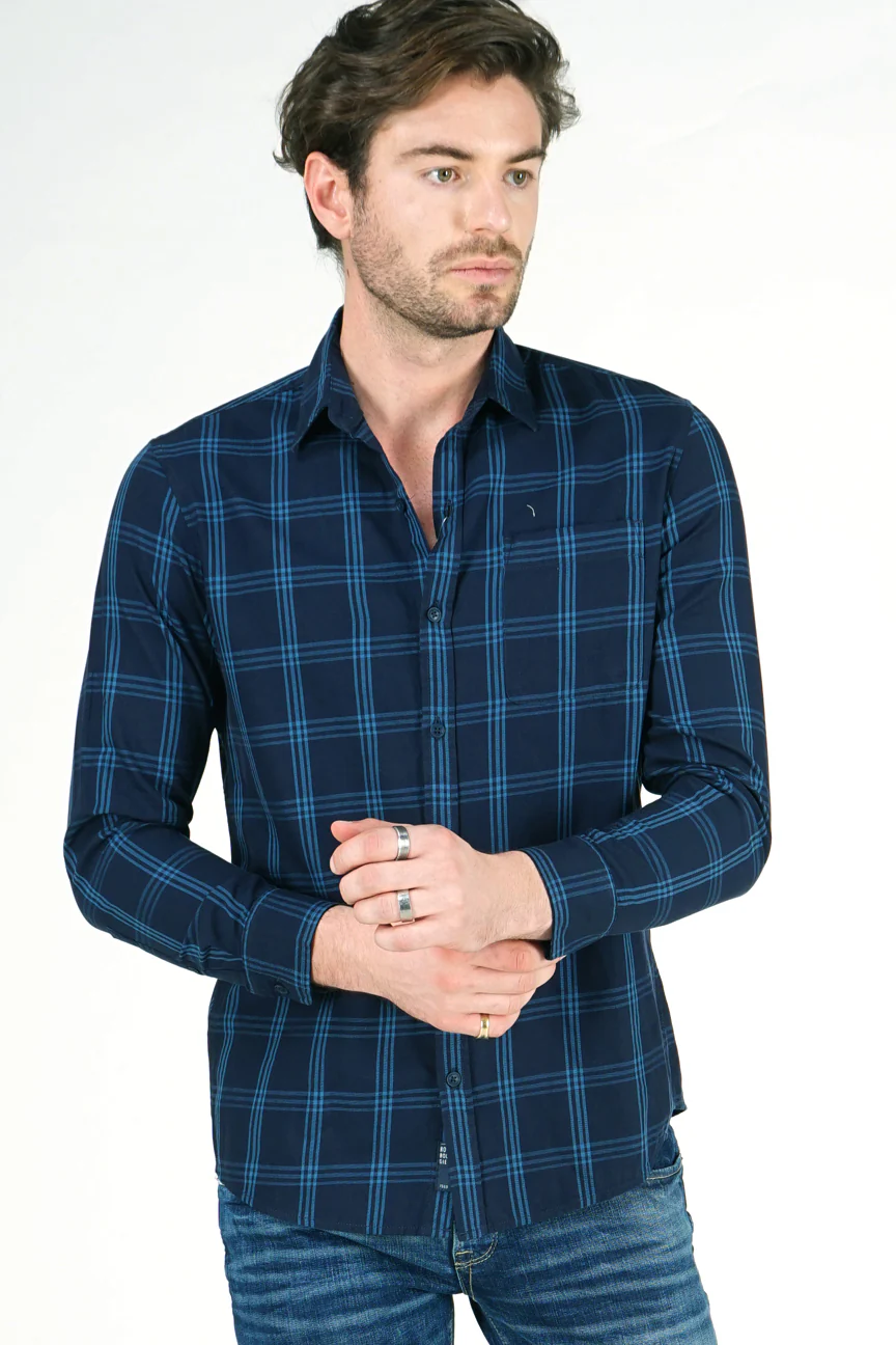 Kemeja Lengan Panjang Musac Navy Blue Regular