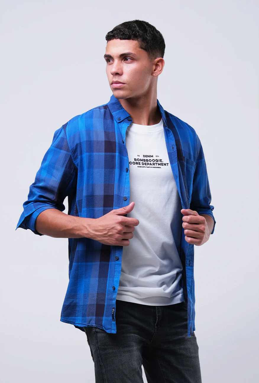 Kemeja Lengan Panjang Muska Navy Blue - Image 3