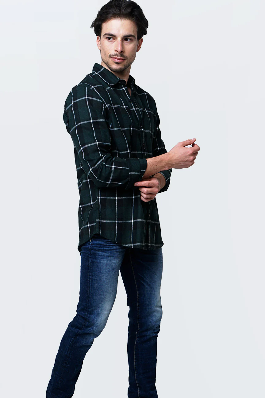 Kemeja Flanel Navaro Black Green