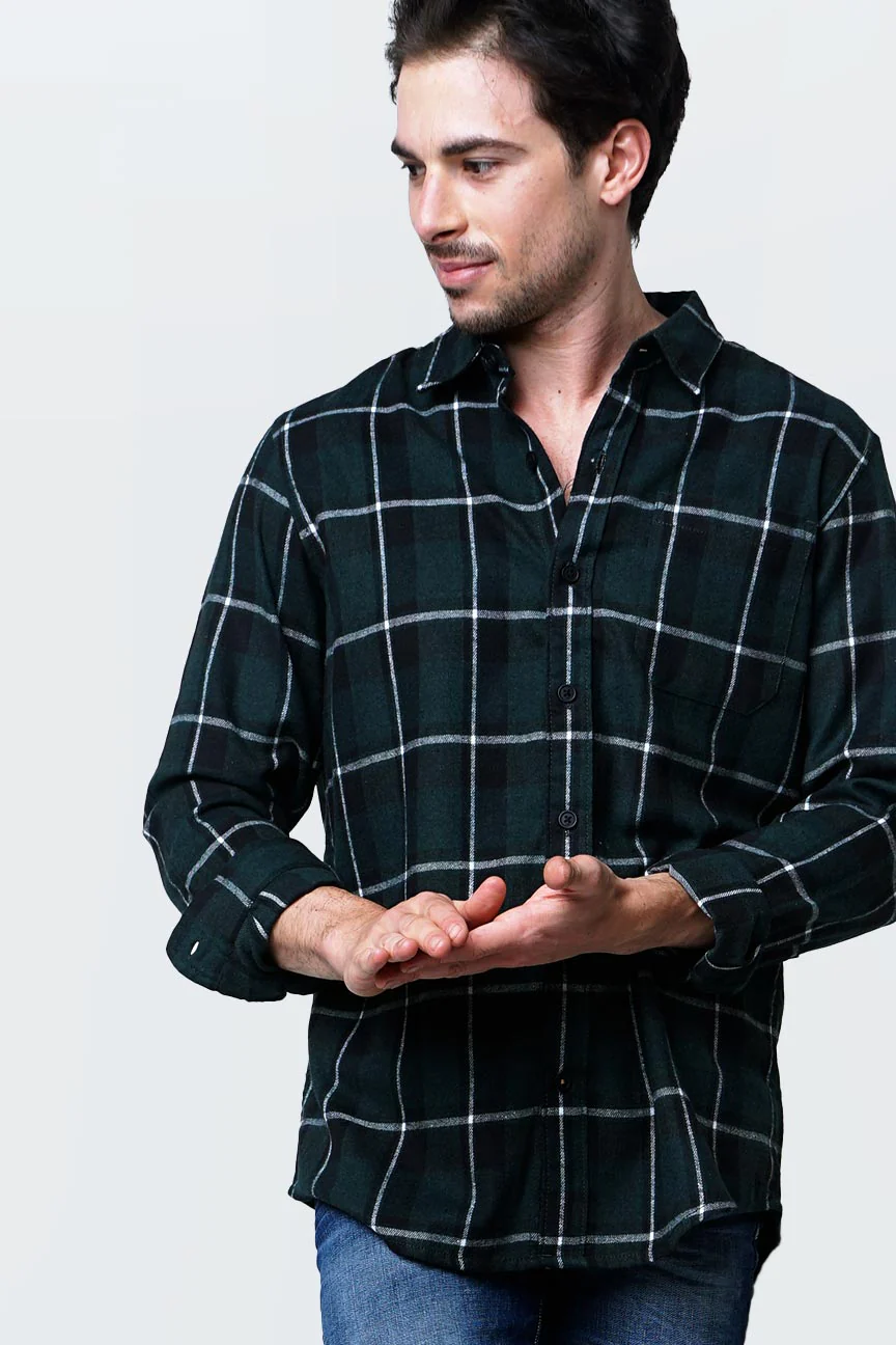 Kemeja Flanel Navaro Black Green - Image 3