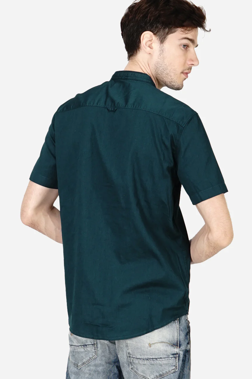 Kemeja Lengan Pendek Regular Nebraska 19 Dark Green - Image 3