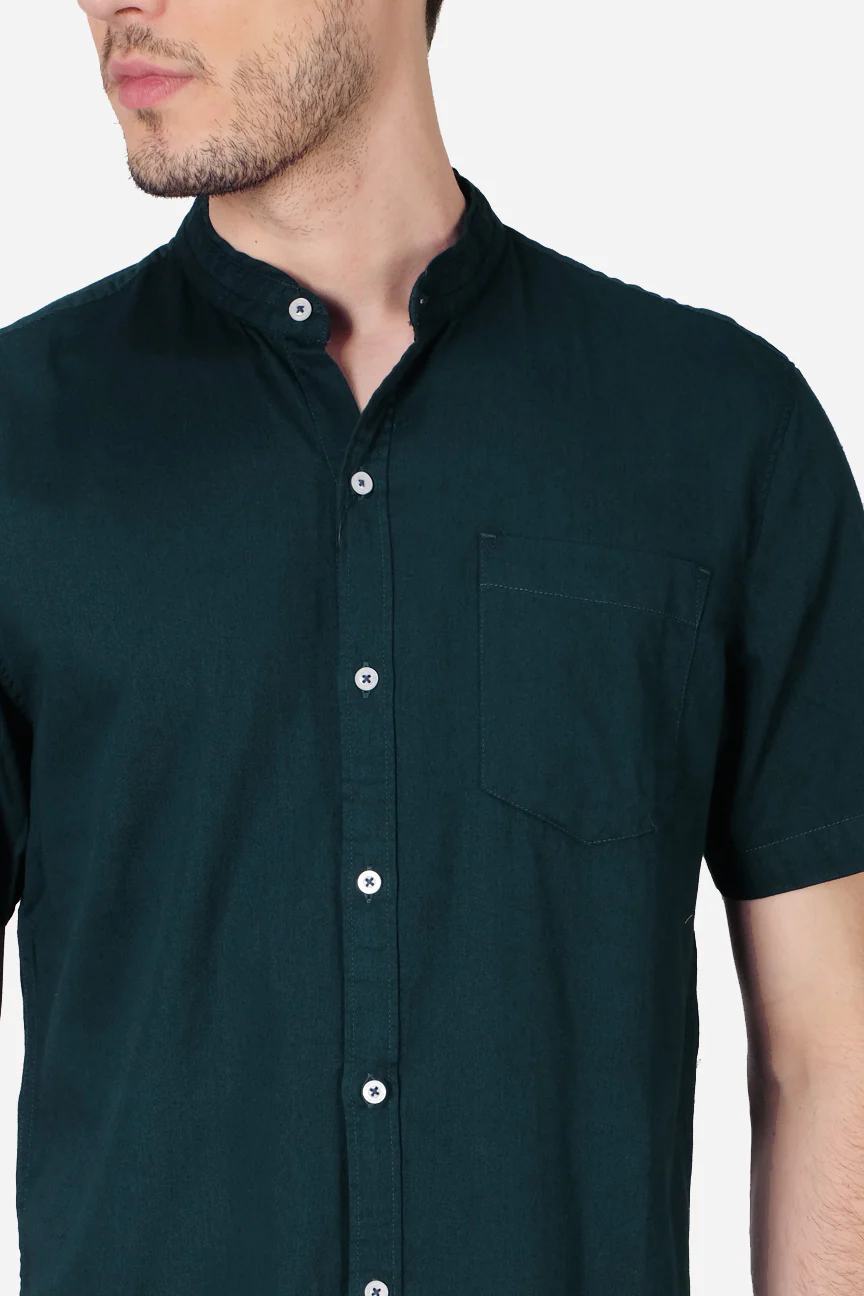 Kemeja Lengan Pendek Regular Nebraska 19 Dark Green - Image 4