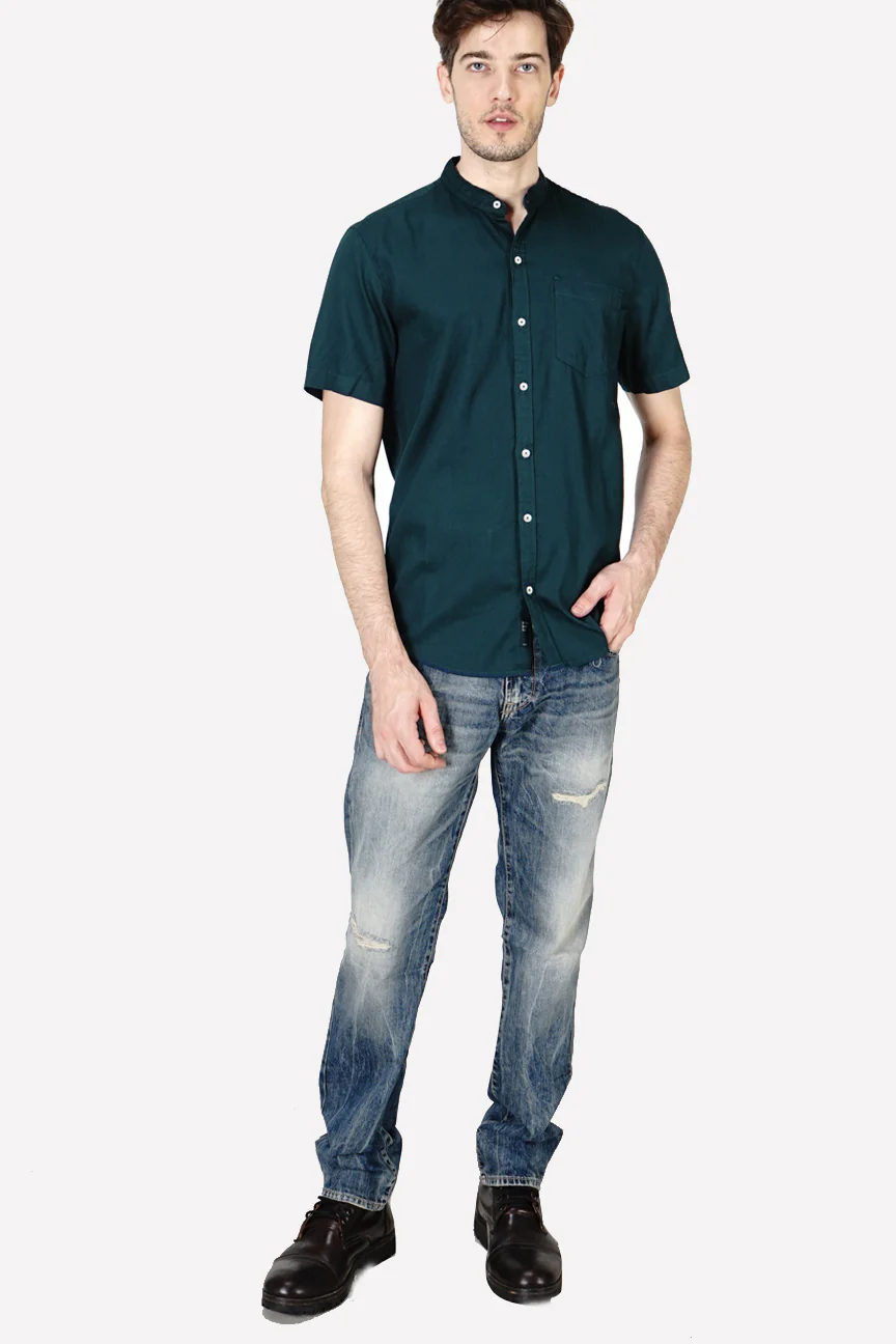 Kemeja Lengan Pendek Regular Nebraska 19 Dark Green - Image 5
