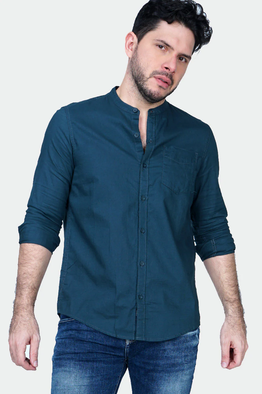 Kemeja Lengan Panjang Regular Nebraska Dark Green