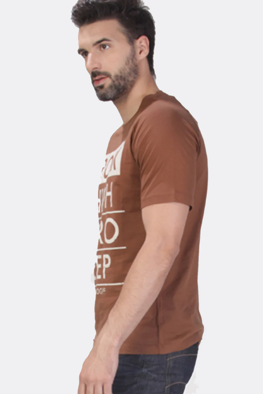 T-Shirt Lengan Pendek Neckle Brown Brown - Image 3