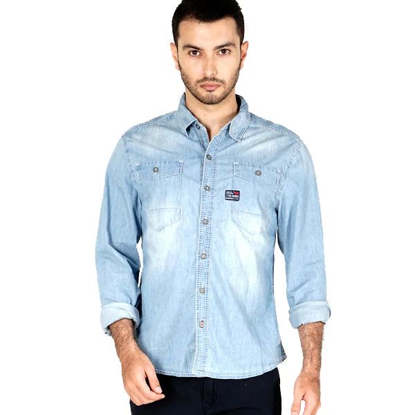 Kemeja Lengan Panjang New Thunder Chambray Crown Med Blue - Image 4