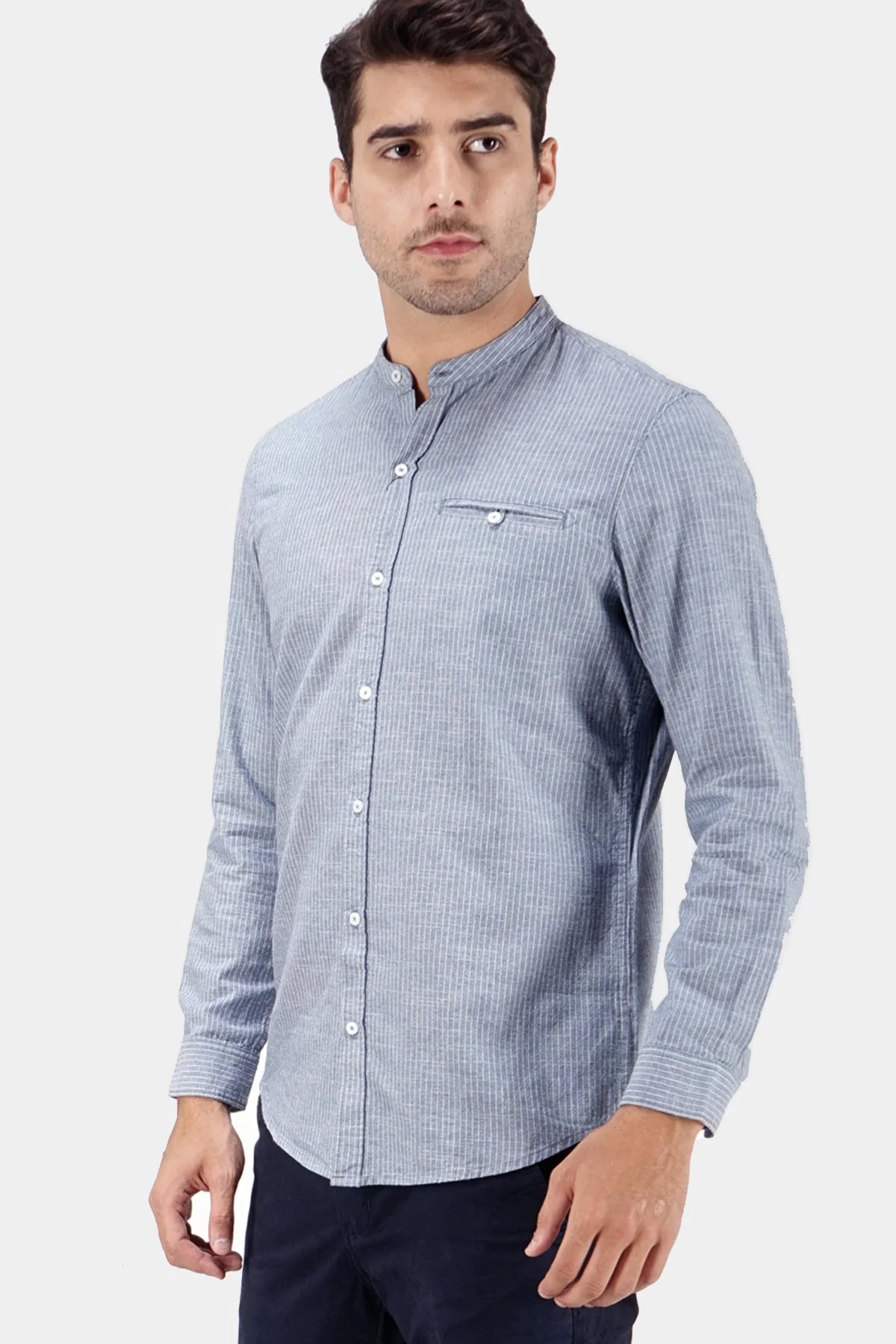 Kemeja Lengan Panjang Regular Noa Blue White - Image 2