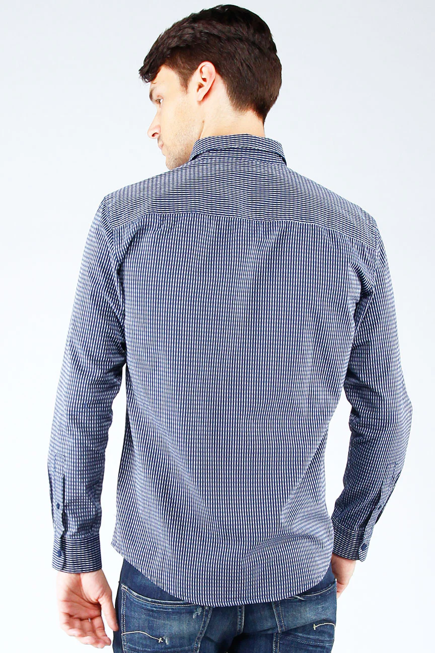 Kemeja Lengan Panjang Obstruct Navy White - Image 4