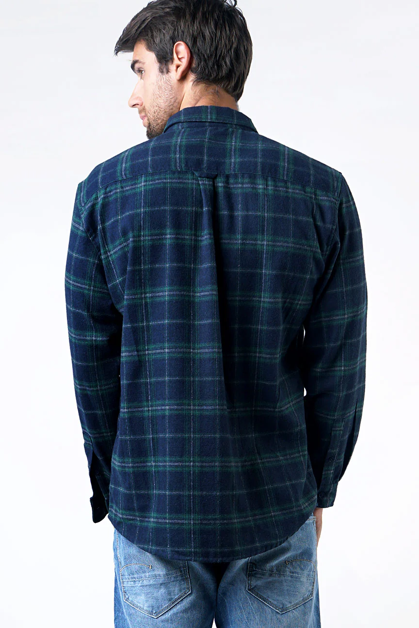 Kemeja Flanel Olsen Navy Green - Image 3