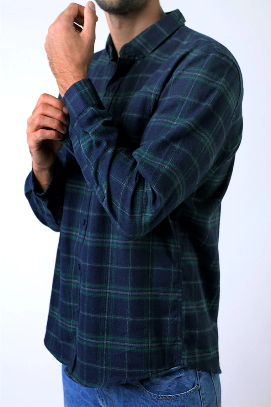 Kemeja Flanel Olsen Navy Green - Image 4