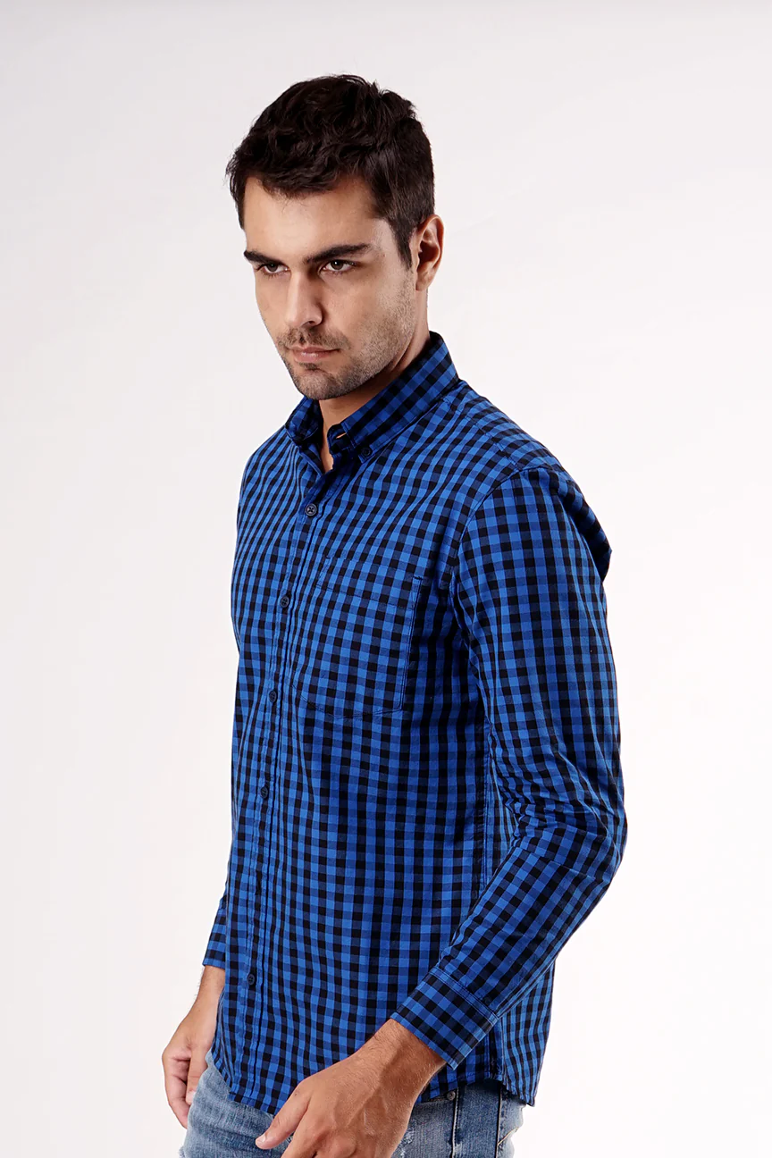 Kemeja Lengan Panjang Regular Pickard Blue Black - Image 2