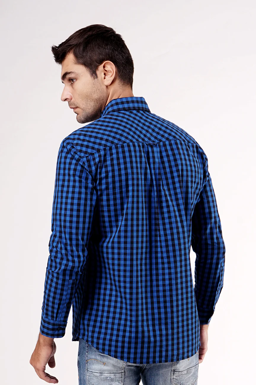 Kemeja Lengan Panjang Regular Pickard Blue Black - Image 3