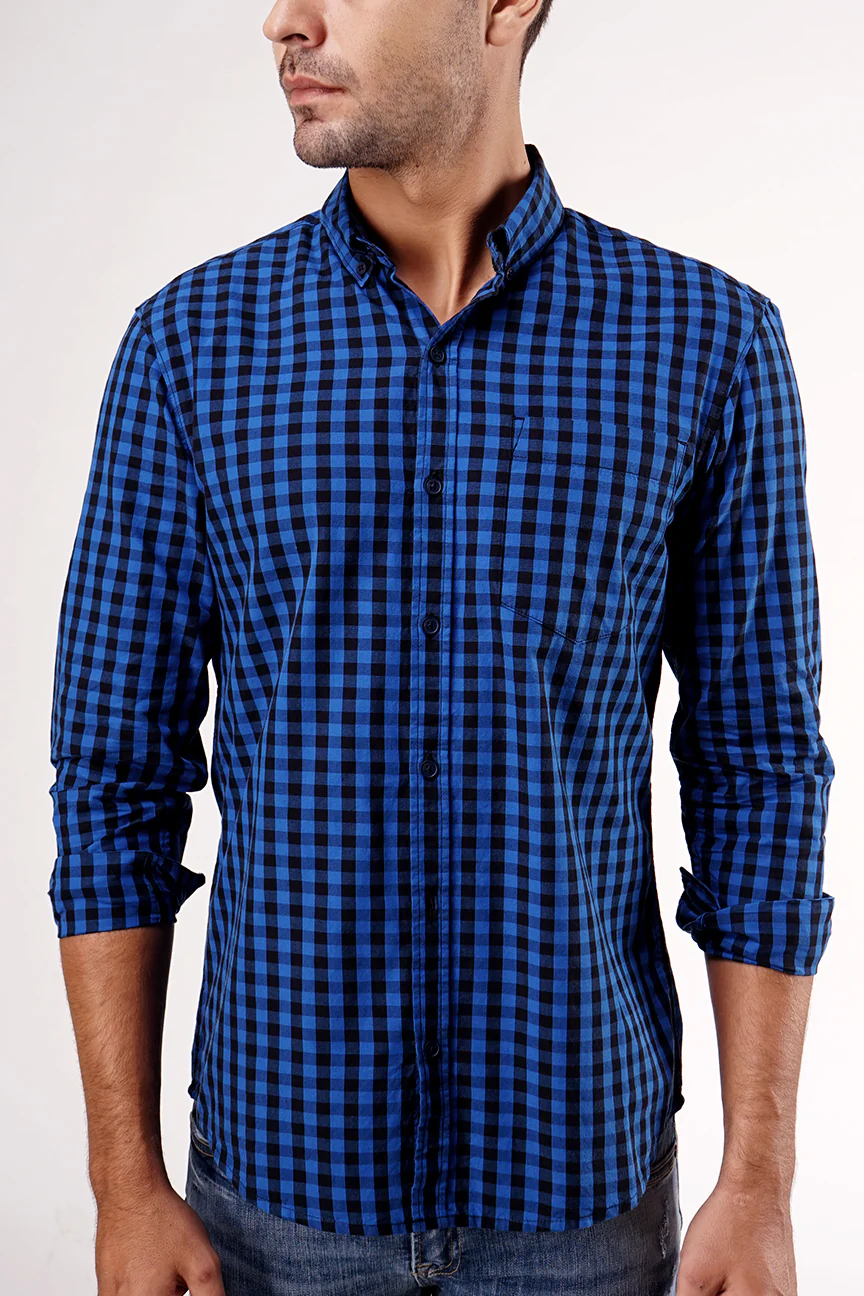 Kemeja Lengan Panjang Regular Pickard Blue Black - Image 4