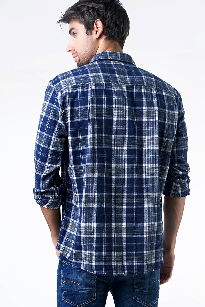 Kemeja Flanel Piggy Blue Navy White - Image 4