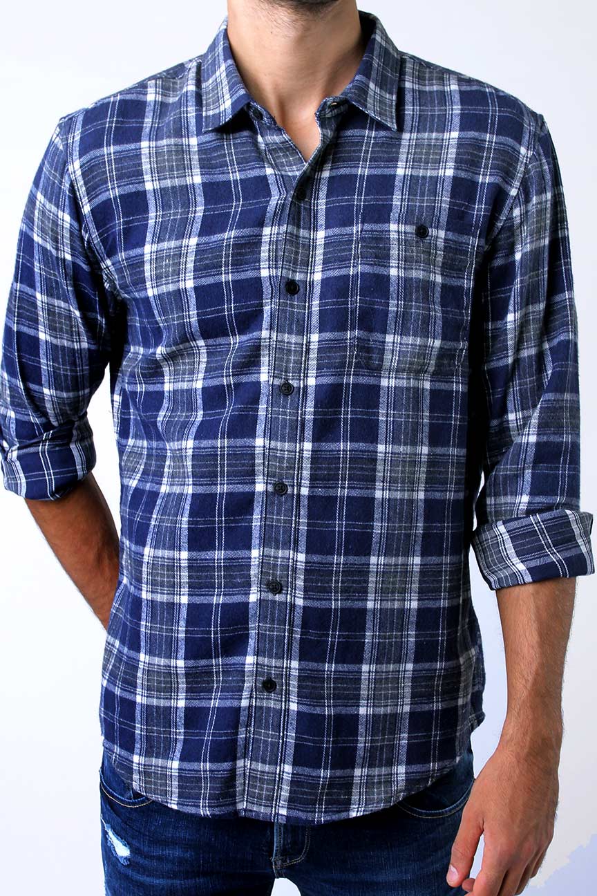 Kemeja Flanel Piggy Blue Navy White - Image 5