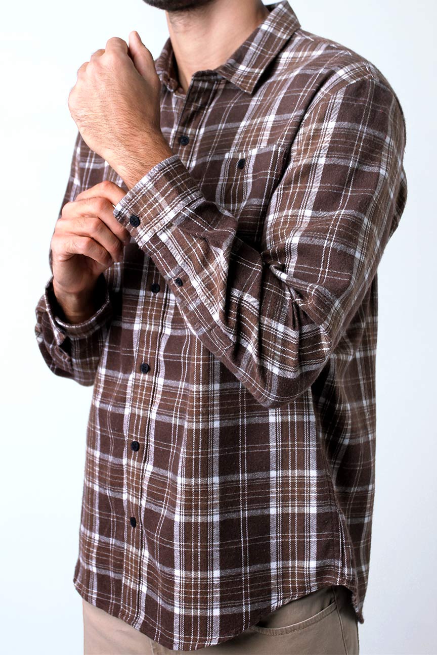 Kemeja Flanel Piggy Brown White - Image 3