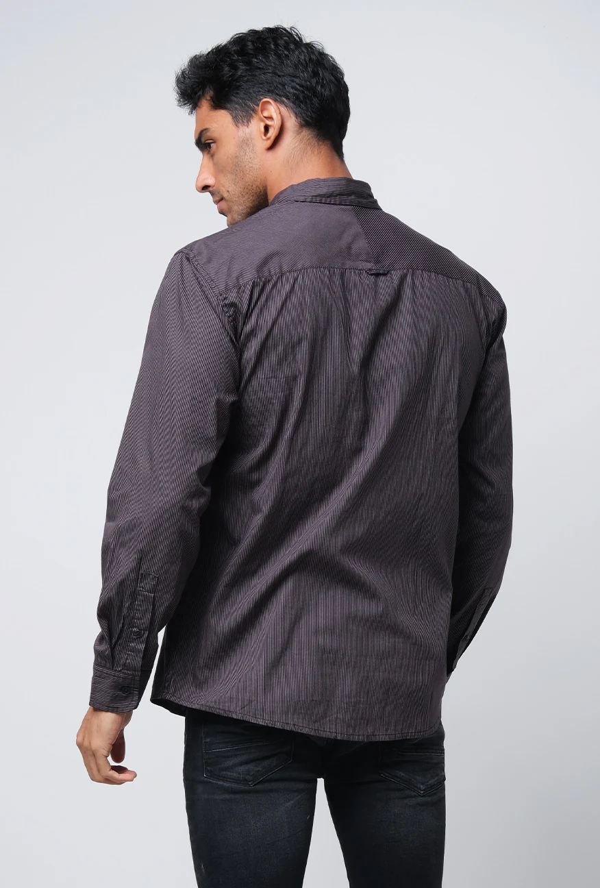 Kemeja Lengan Panjang Pixel Black Grey - Image 4
