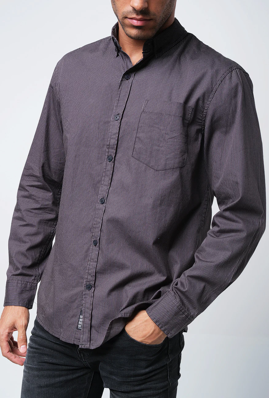Kemeja Lengan Panjang Pixel Black Grey - Image 5