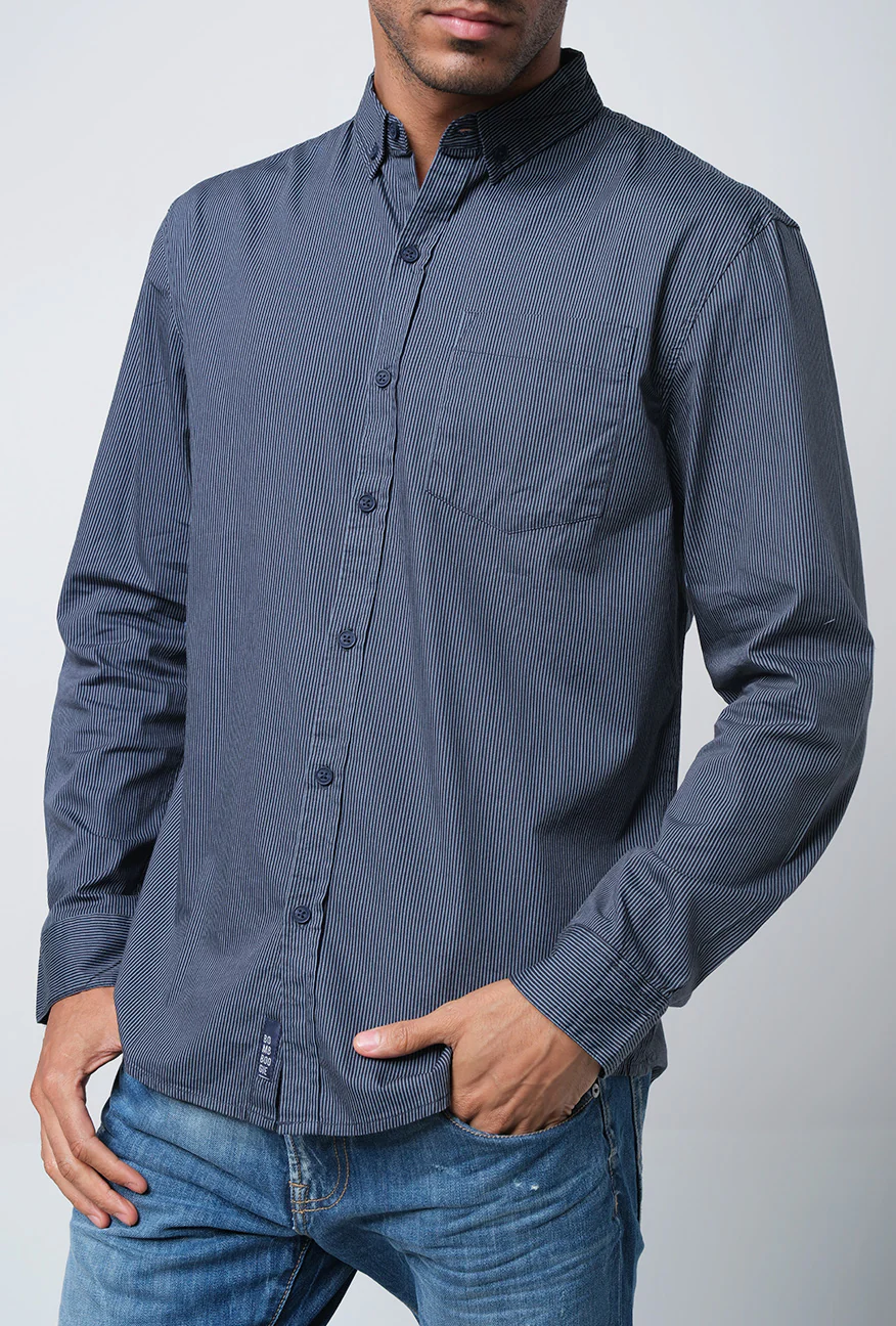 Kemeja Lengan Panjang Pixel Blue Black - Image 5