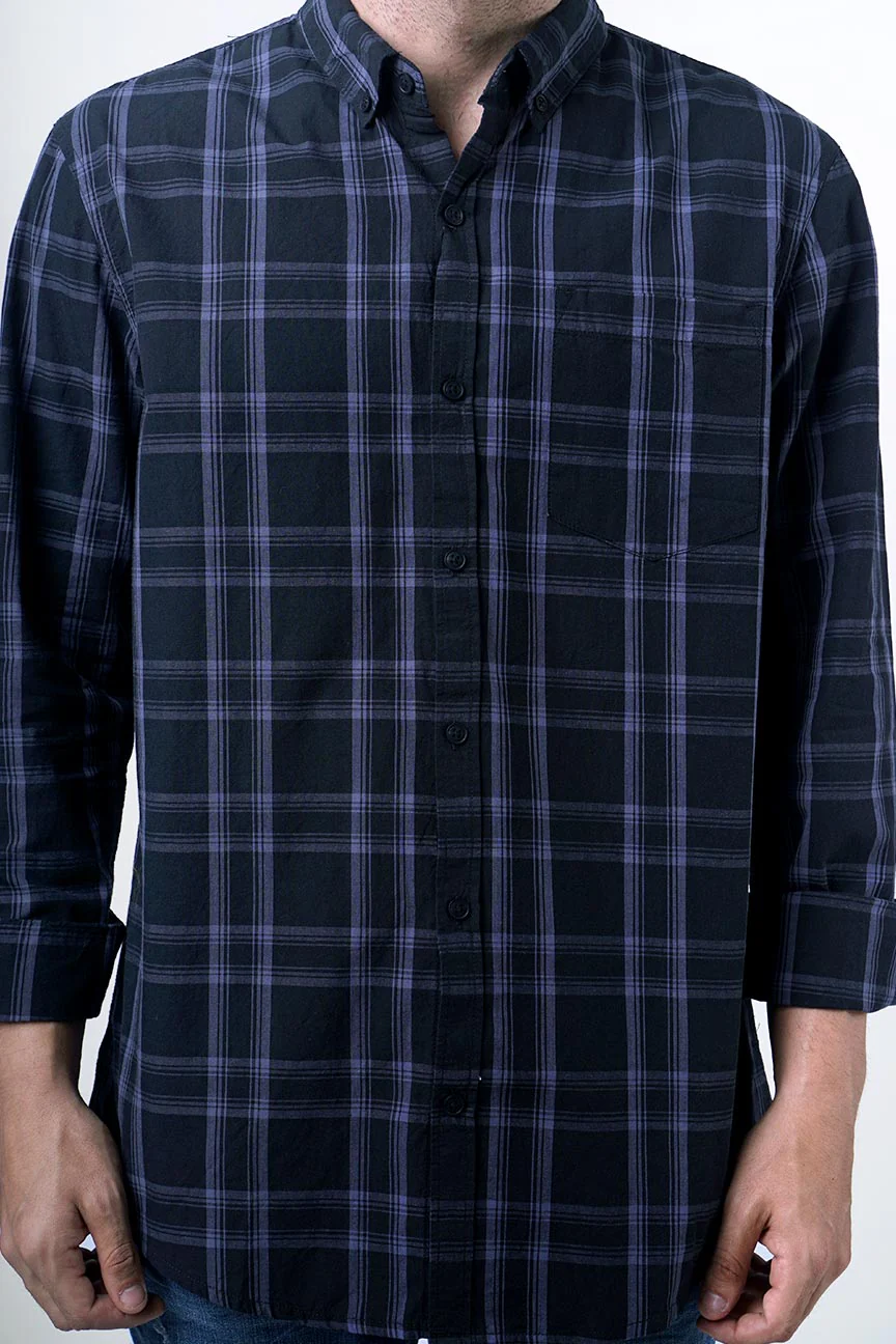 Kemeja Lengan Panjang Pixie Black Black Grey - Image 4