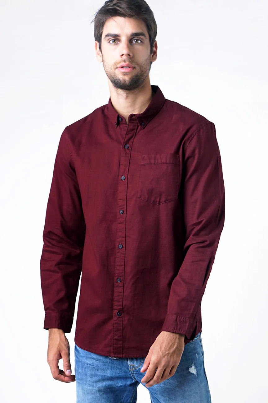 Kemeja Lengan Panjang Pocky 2.0 Maroon