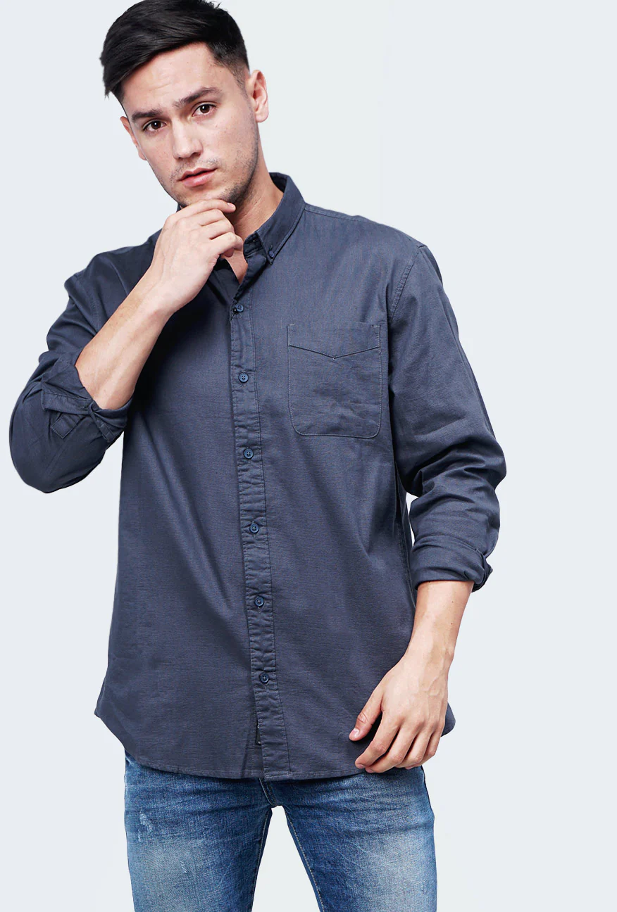 Kemeja Pocky Charcoal Dark Green