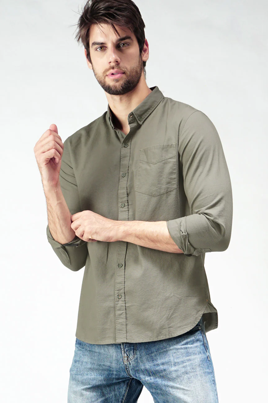 Kemeja Lengan Panjang Pocky Green Army Regular