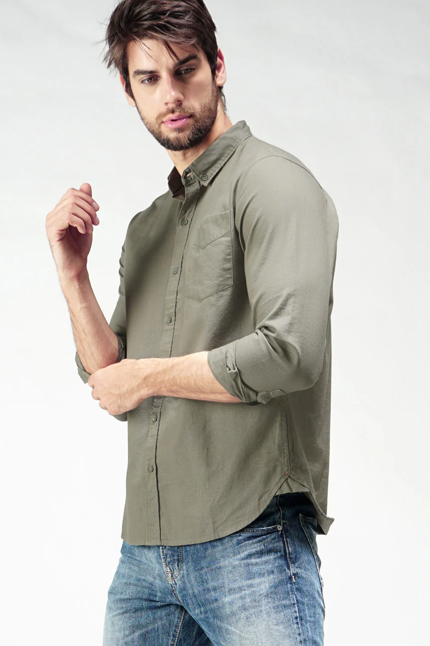 Kemeja Lengan Panjang Pocky Green Army Regular - Image 2