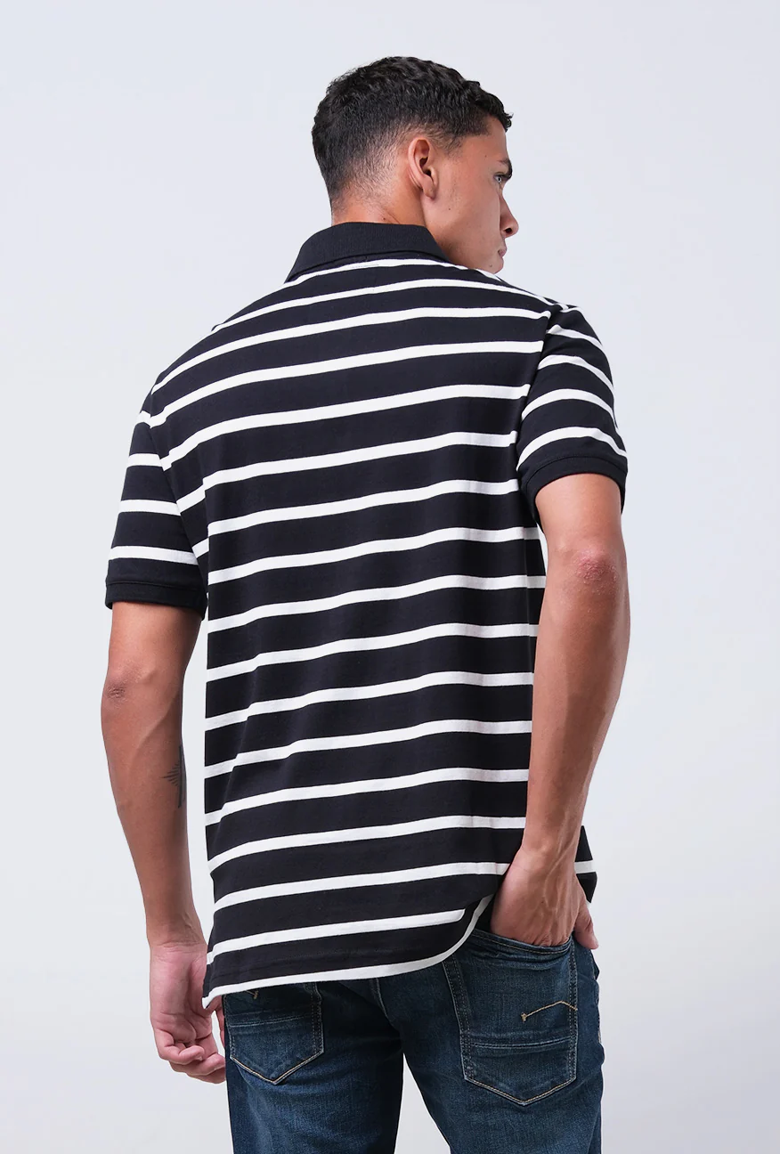 Polo Shirt Valda Black Offwhite Stripe - Image 5