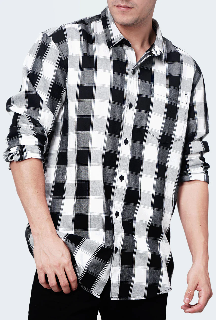 Kemeja Lengan Panjang Portnoy Black Offwhite - Image 2