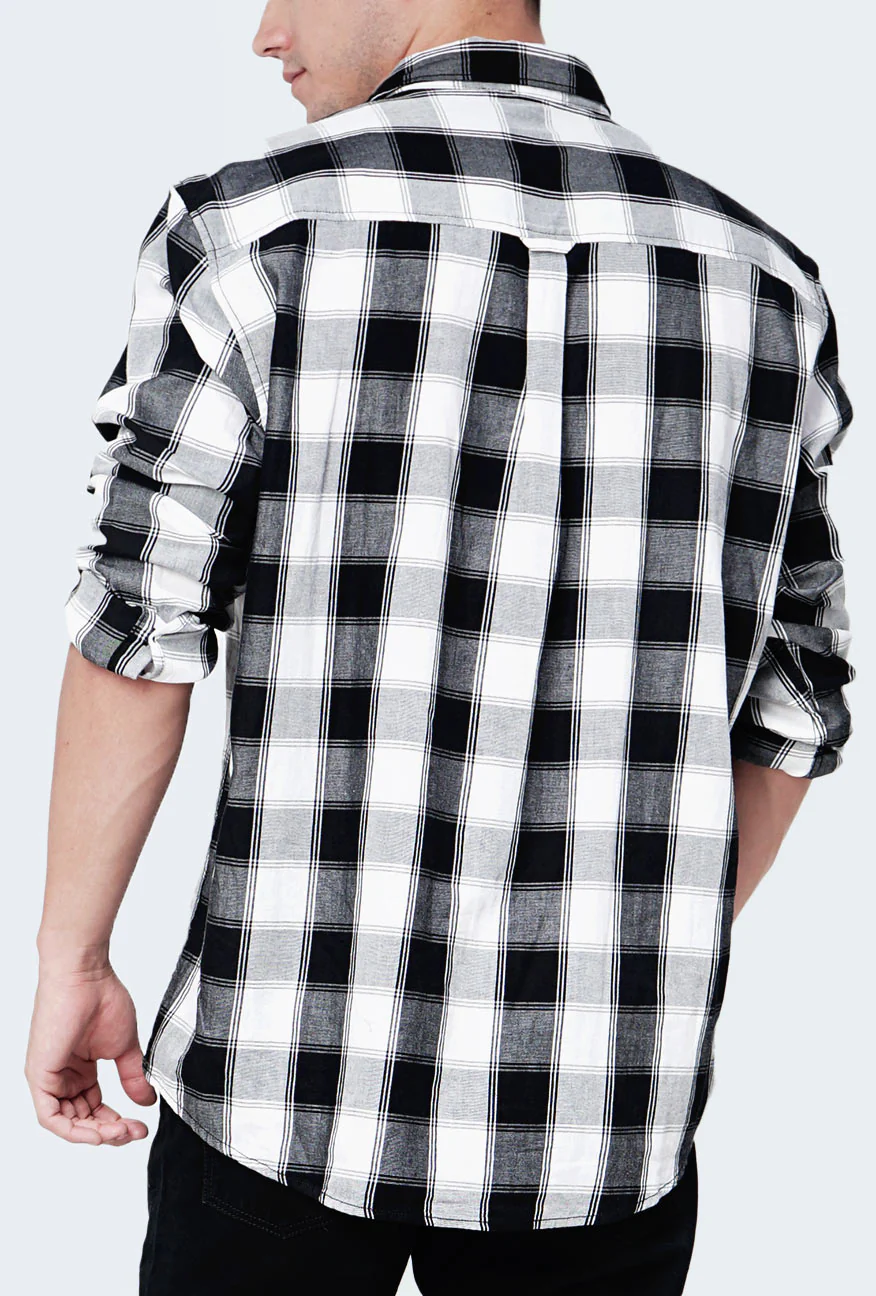 Kemeja Lengan Panjang Portnoy Black Offwhite - Image 5
