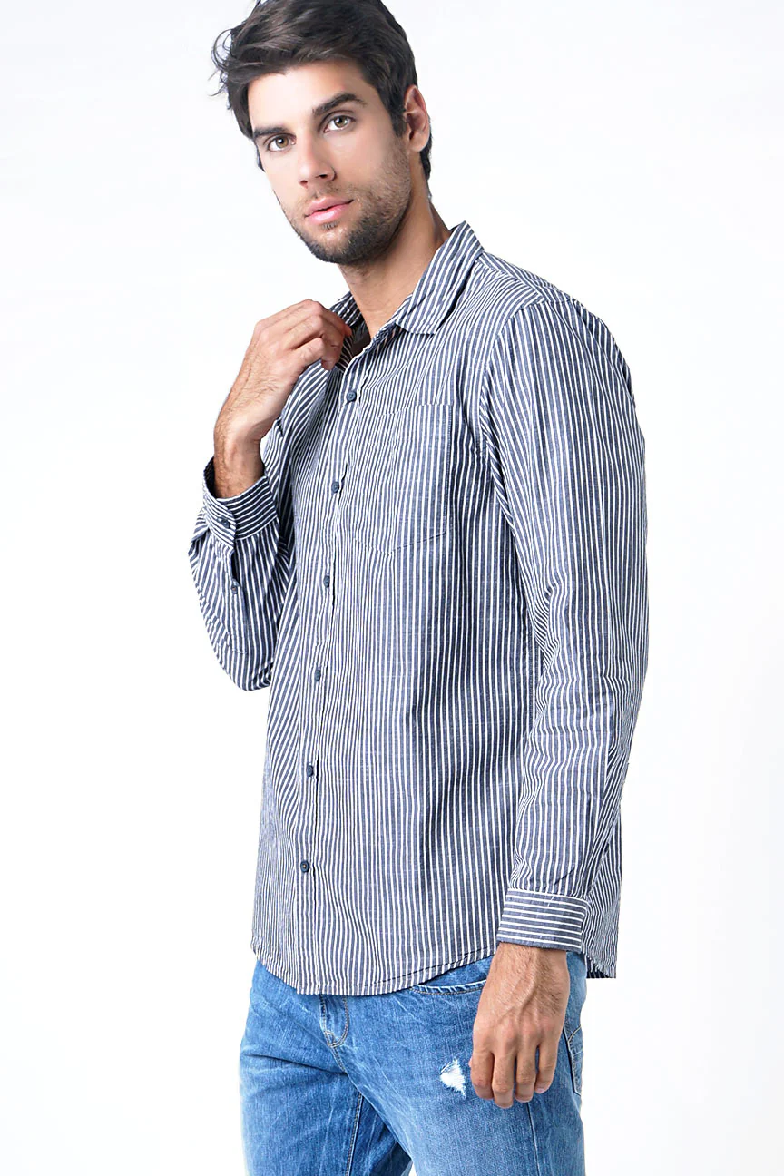 Kemeja Lengan Panjang Rable Black Offwhite - Image 3