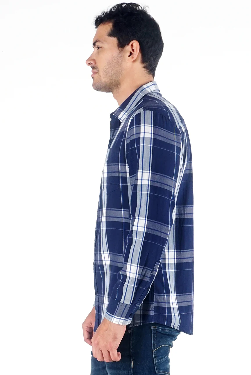 Kemeja Lengan Panjang Regular Racer Blue Navy White - Image 2