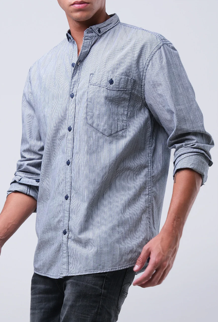 Kemeja Lengan Panjang Rainy Days Navy White - Image 2