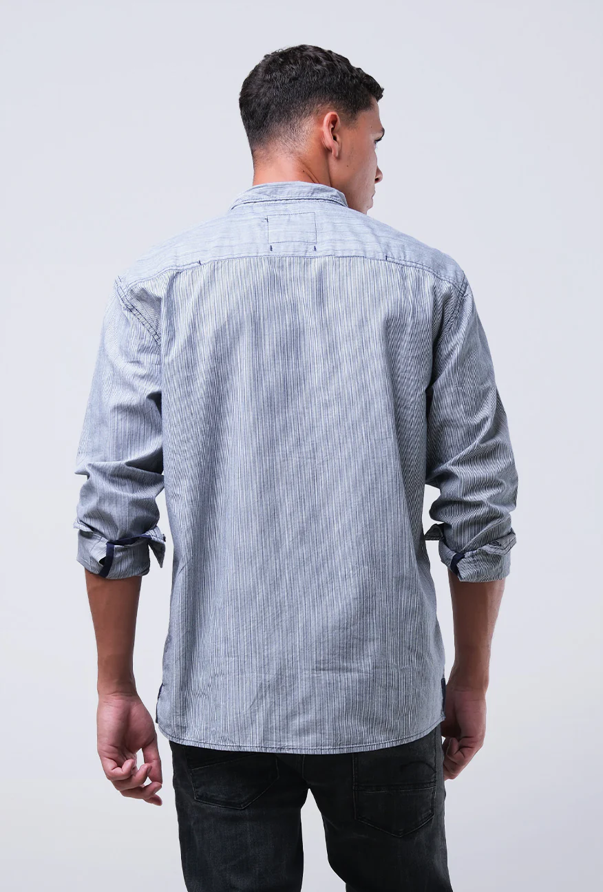 Kemeja Lengan Panjang Rainy Days Navy White - Image 3