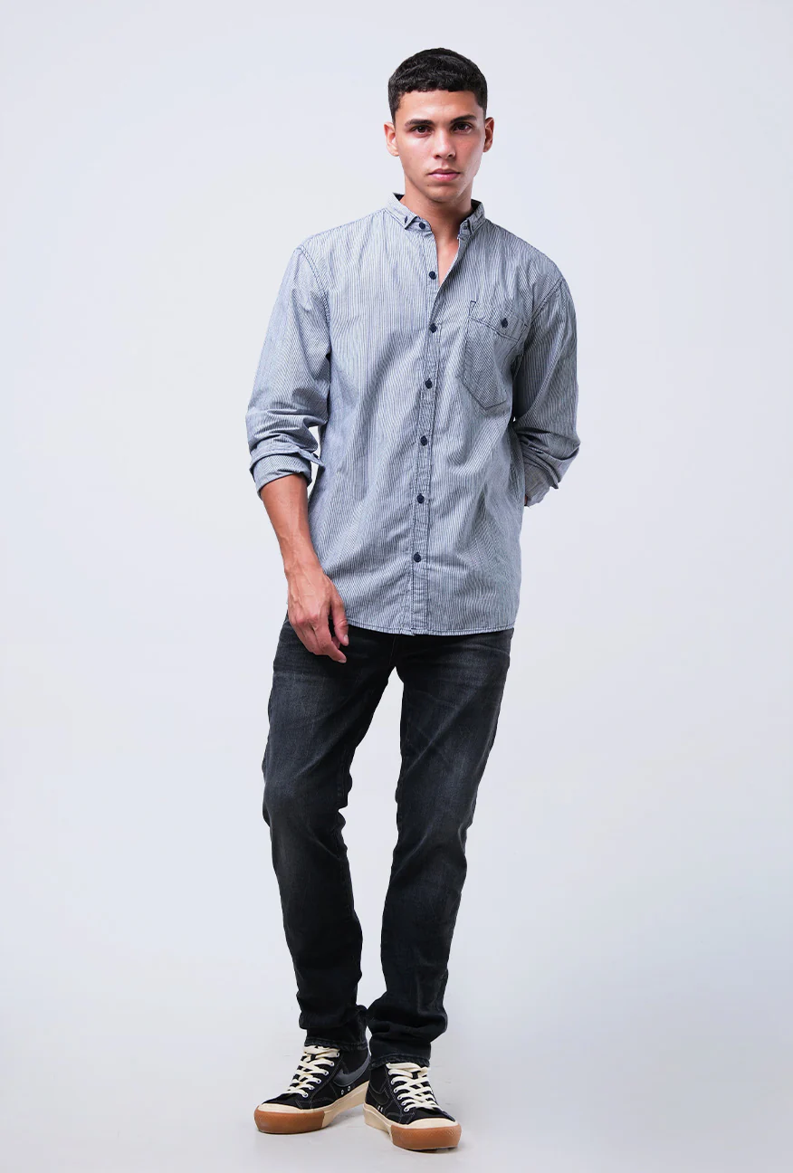 Kemeja Lengan Panjang Rainy Days Navy White - Image 5