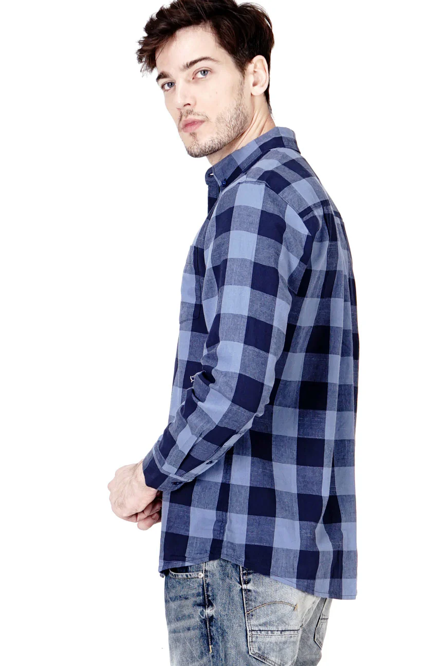 Kemeja Lengan Panjang Raven Navy Blue - Image 3