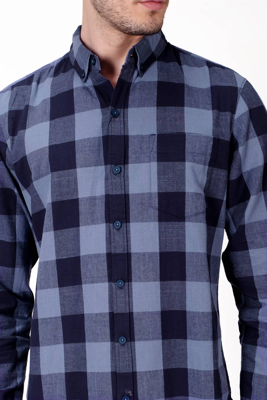 Kemeja Lengan Panjang Raven Navy Blue - Image 4