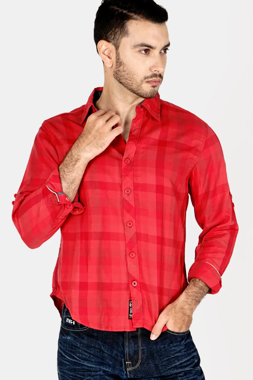 Kemeja Lengan Panjang Red Devil Red Check