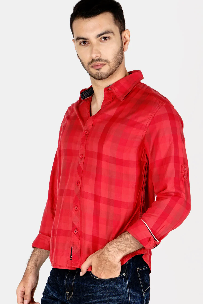 Kemeja Lengan Panjang Red Devil Red Check - Image 2