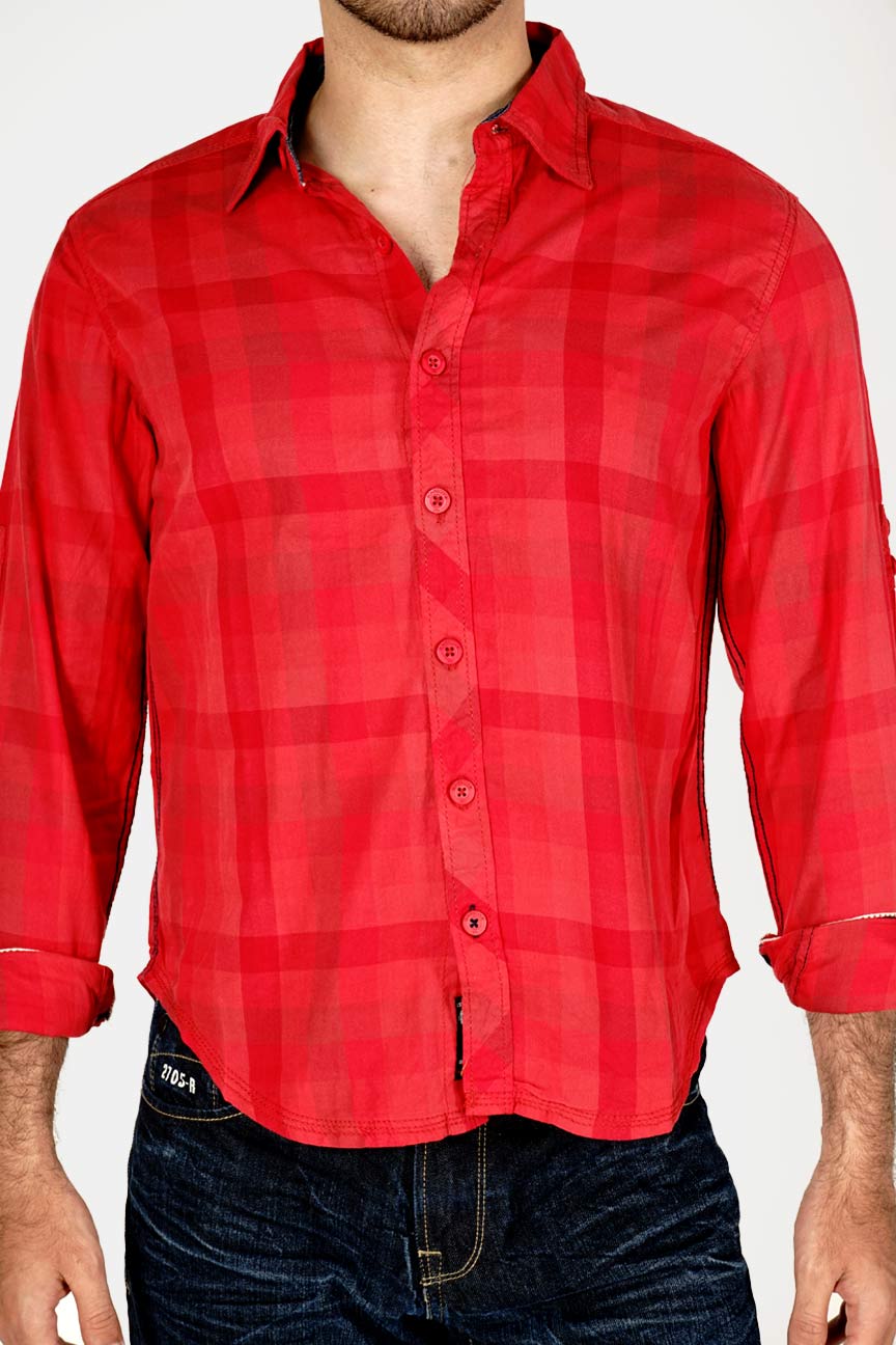 Kemeja Lengan Panjang Red Devil Red Check - Image 3
