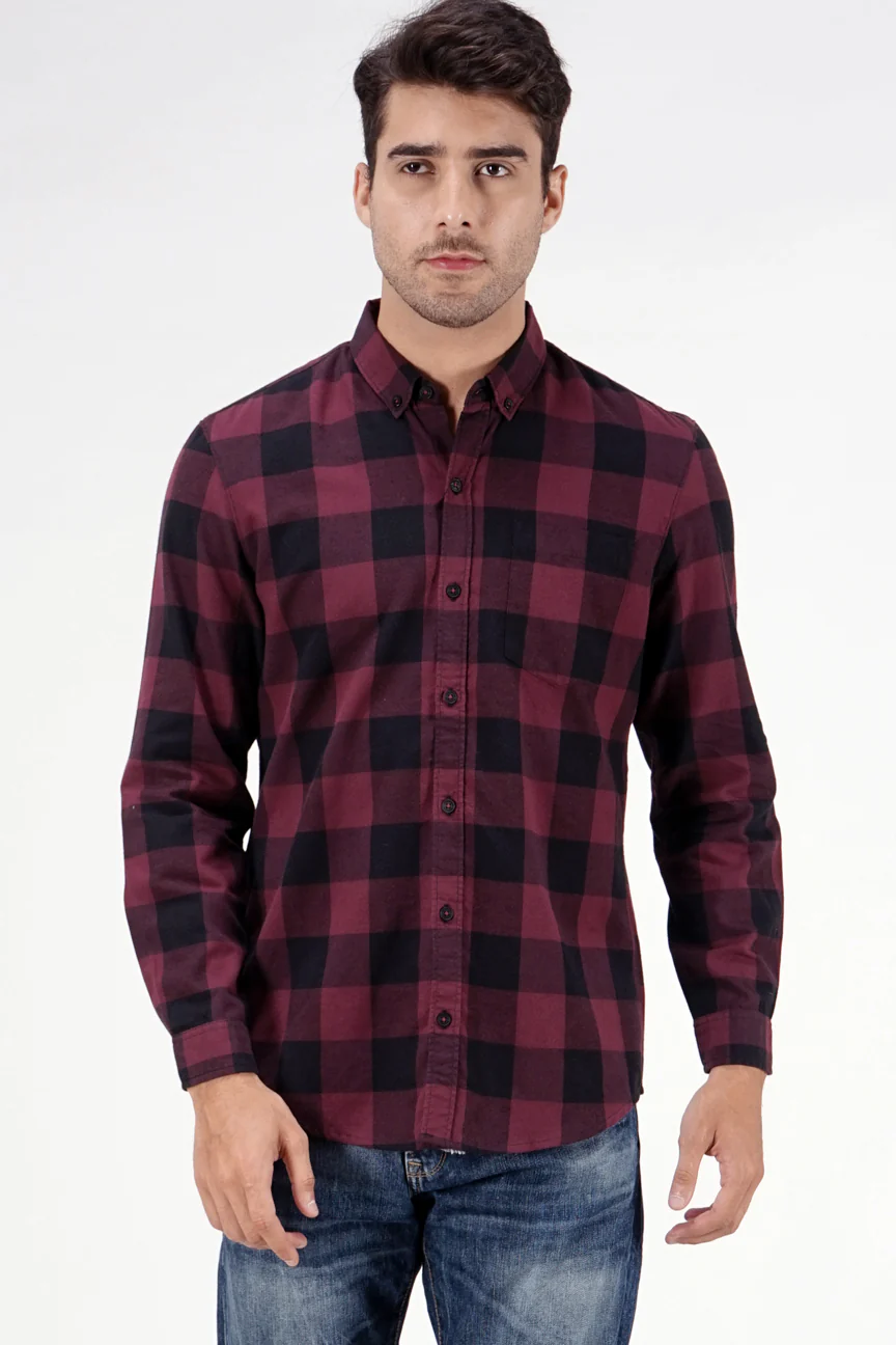 Kemeja Lengan Panjang Regular Redcore 2.0 Maroon Black