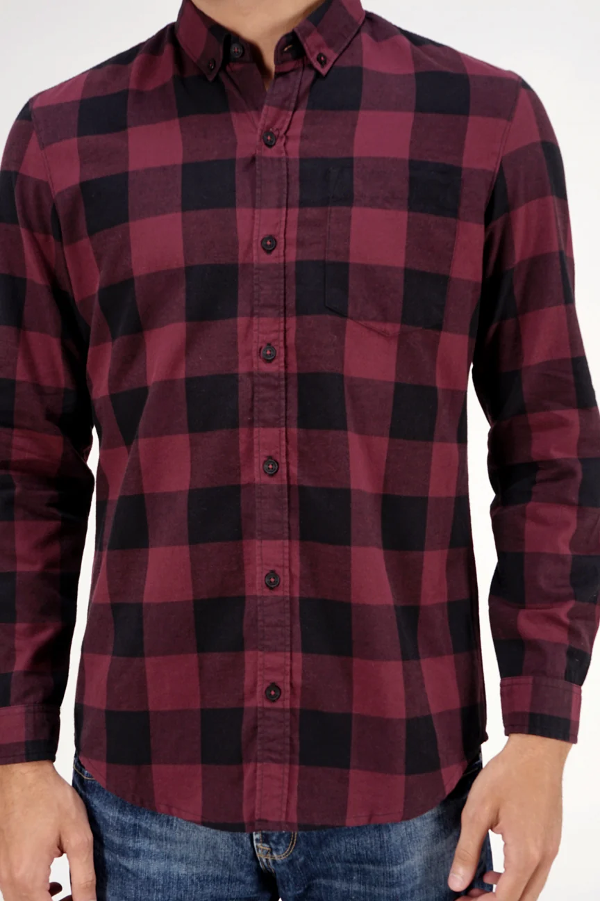 Kemeja Lengan Panjang Regular Redcore 2.0 Maroon Black - Image 3