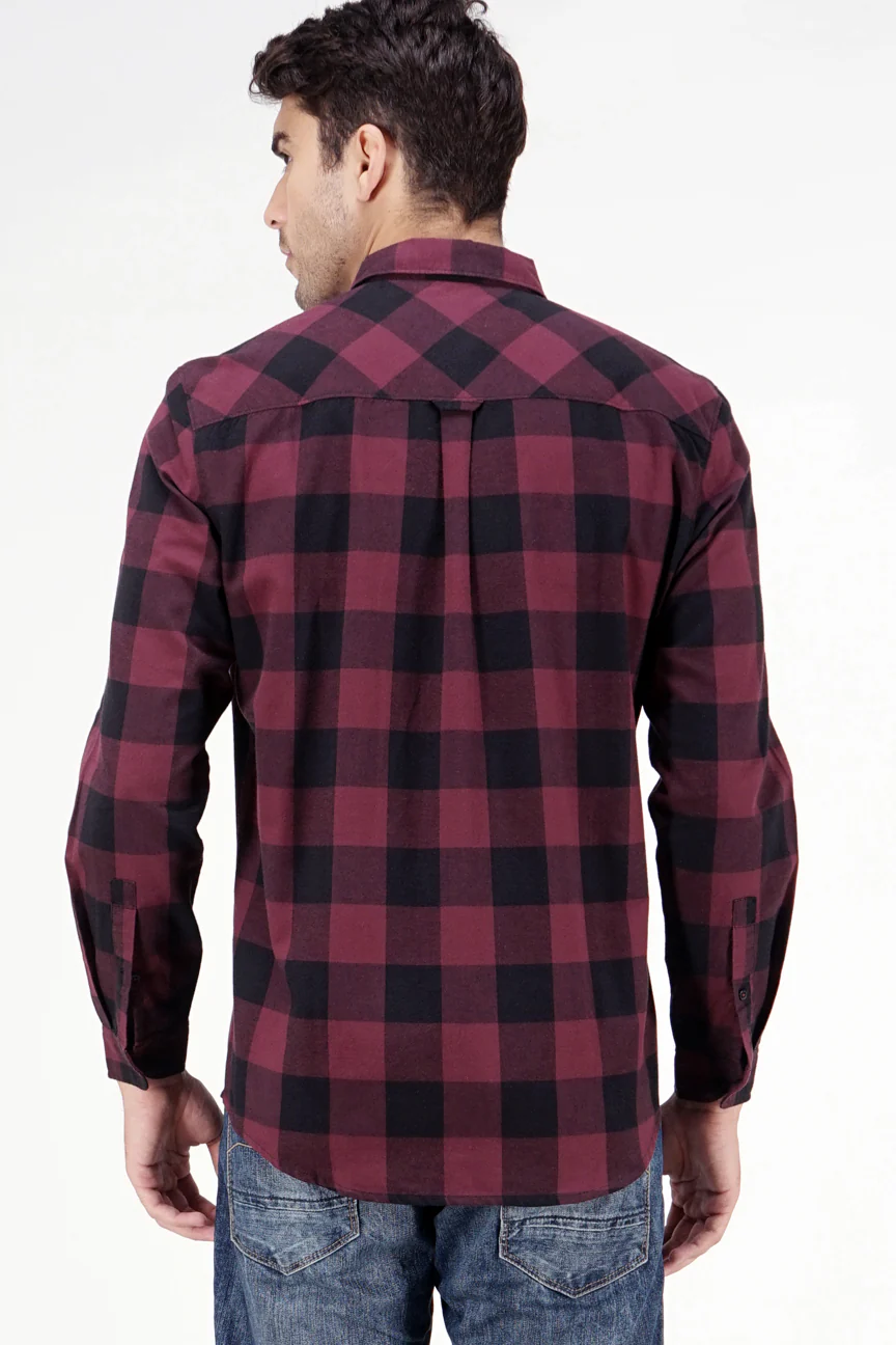 Kemeja Lengan Panjang Regular Redcore 2.0 Maroon Black - Image 5