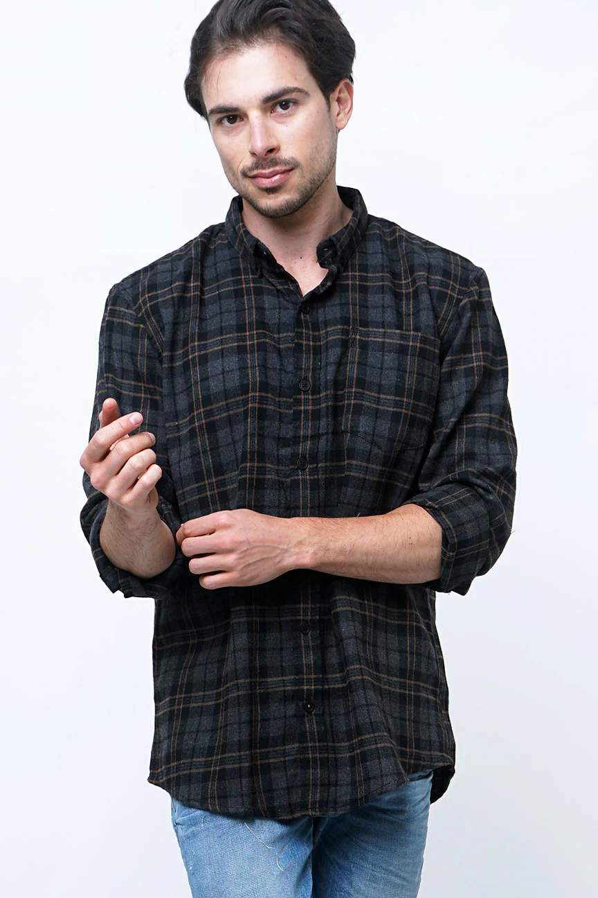 Kemeja Flanel Rivera Grey Black