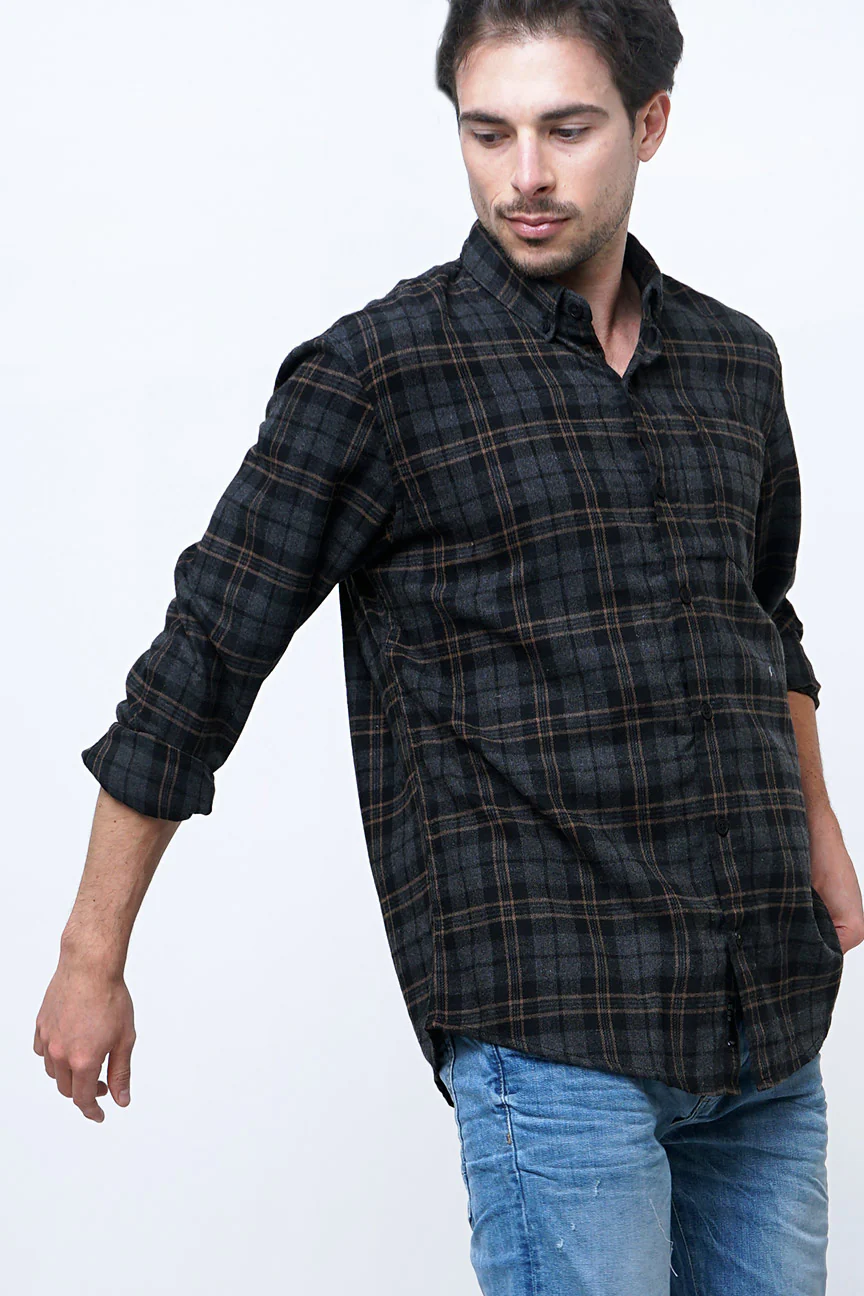 Kemeja Flanel Rivera Grey Black - Image 2