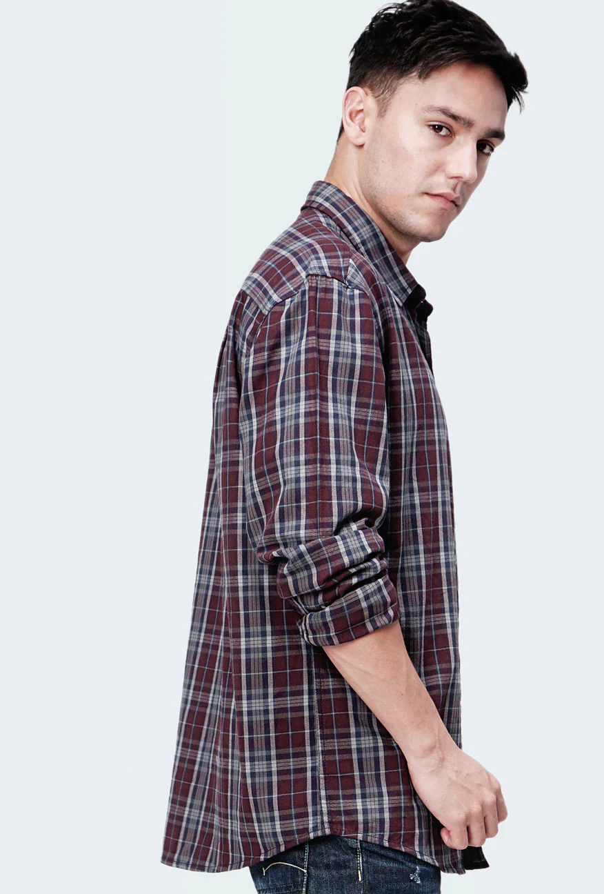 Kemeja Lengan Panjang Romero Navy Maroon - Image 4