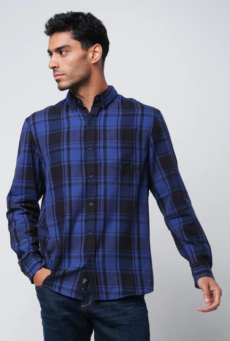 Kemeja Lengan Panjang Regular Ronin Blue Black - Image 2