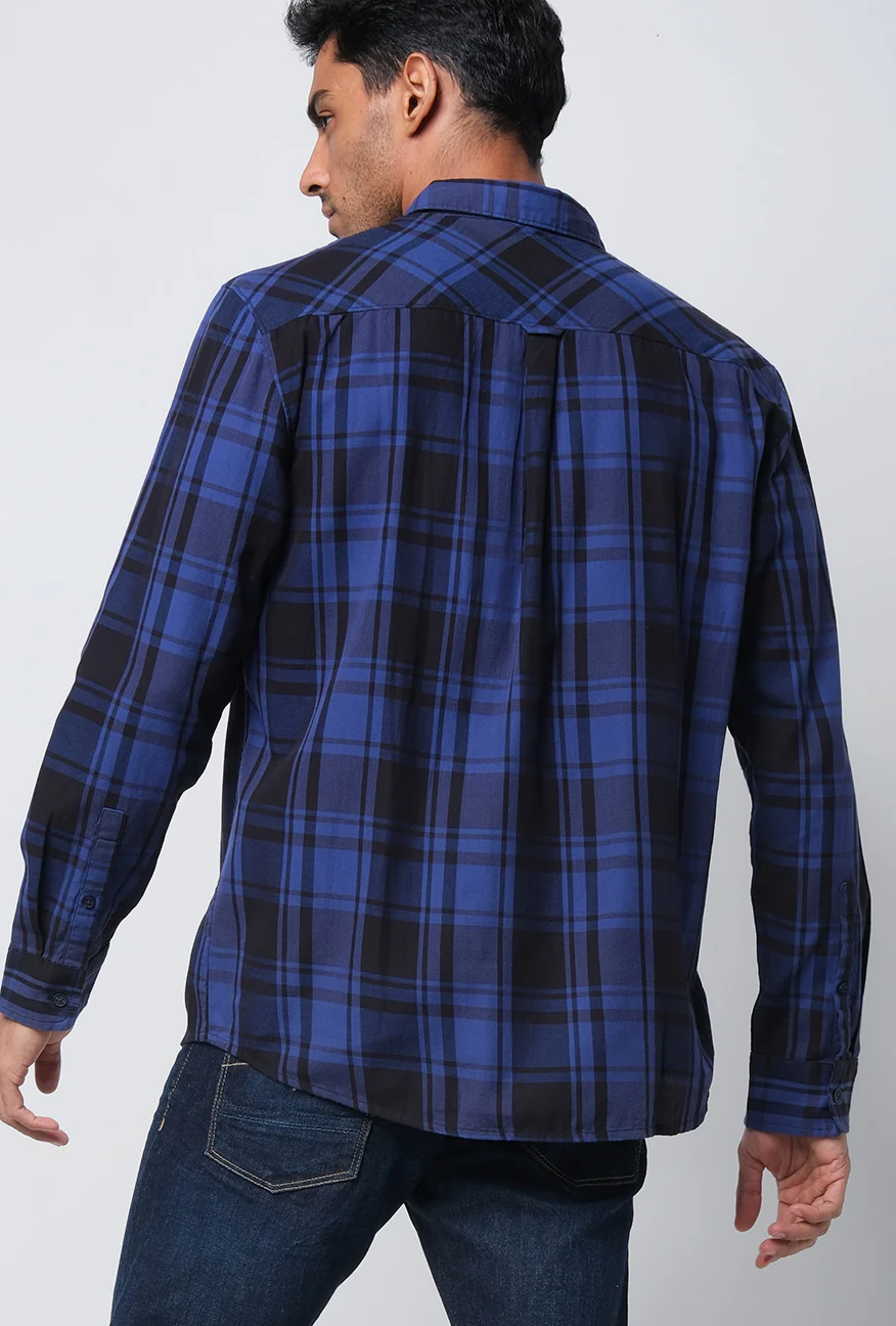 Kemeja Lengan Panjang Regular Ronin Blue Black - Image 4