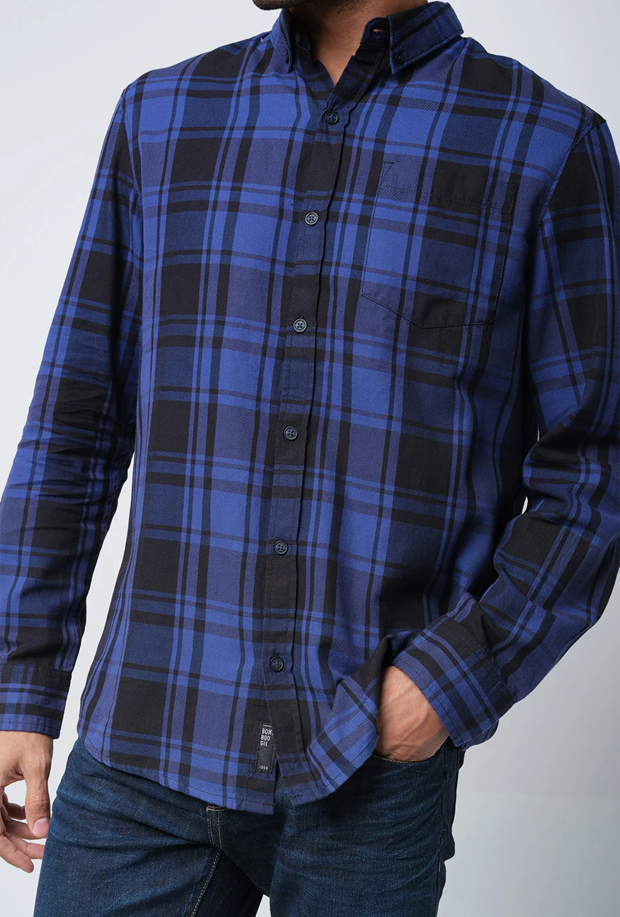 Kemeja Lengan Panjang Regular Ronin Blue Black - Image 5